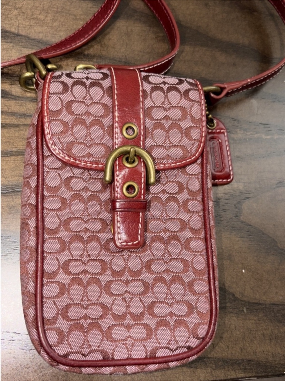 Coach Vintage Signature Red Jaquard Crossbody Mini Bag